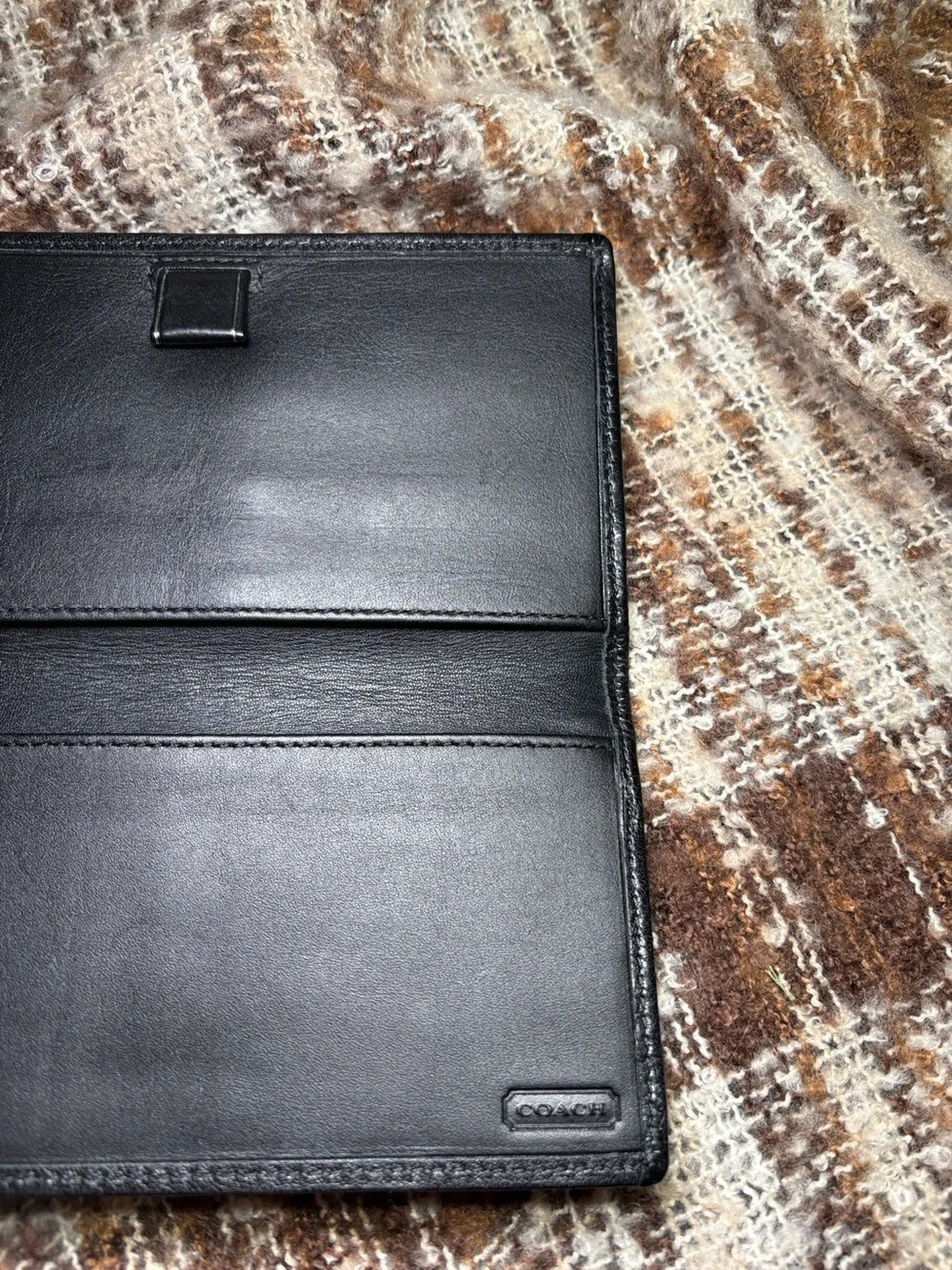 Coach Black and Gray Signature C Canvas Checkbook Wallet 6.75x3.75in